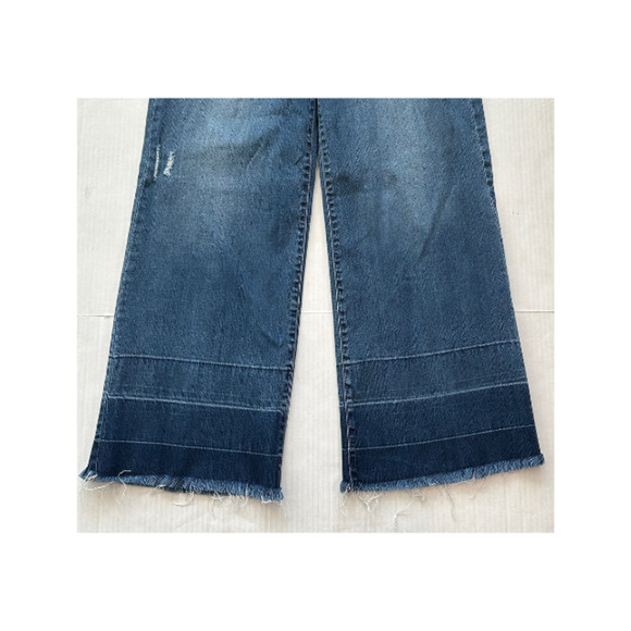 Bebe Capri Crop Jeans Wide Leg Frayed Hem Distressed Blue Women’s 29 - Picture 3 of 7